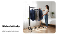 Minimalist Design unobstructedstanding Clothes with Shelf Multi-Purpose Garment Rack Space-Saving Clothing Stand Easy Assembly for Homeowners, Families, Bedroom, Balcony, Entryway, Laundry Room