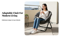 Foldable Design Tufted Moon Chair Space-Saving Folding Padded Chair Comfortable Padding Portable Seating Oversized Comfort for Students, Young Adults, Gamers, Dorm Room, Balcony, Reading Nook, Small Areas