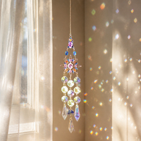 Stained Glass Suncatcher, Handmade Glass Rainbow Maker for Indoor Window, Decorative Ornament with Hook for Children's Room