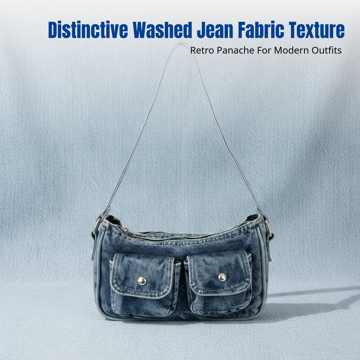 Korean Washed Denim Bowling Bag, High Aesthetic Shoulder Bag, Relaxed Winter Purse