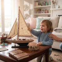 Wooden Sailing Boat Model with Stand Tabletop Wooden Sailboat Model Sailboat Decoration with Stand Small Coastal for Collectors