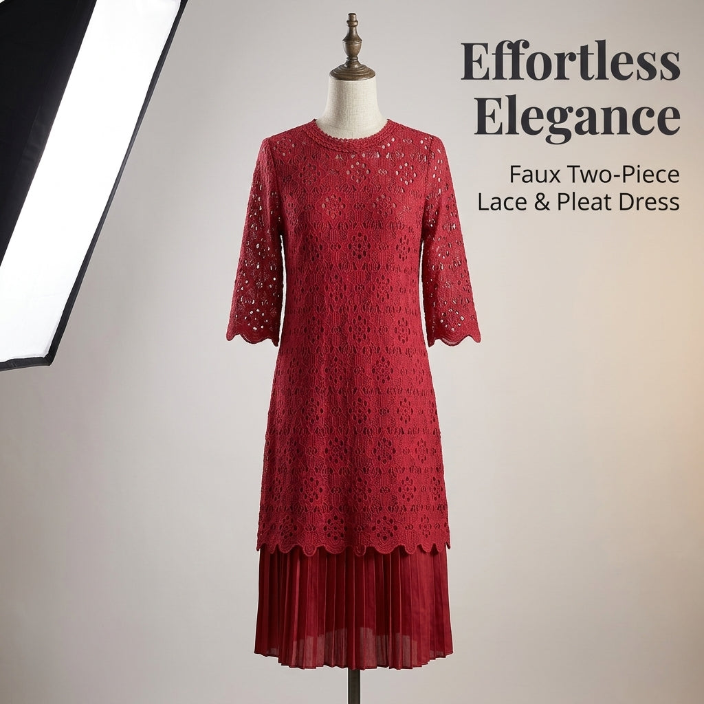 Dress and Summer for Women with Elegant Lace Patchwork, Stylish Party Dresses for in a Flattering Tapered Fit