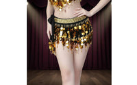 Sequined Belly Dance Hip Scarf Tasseled Tassel Waist Chain Adjustable Tie-up Design Sequin Coin Skirt for Dancers, Beginners, Stage Performance, Parties