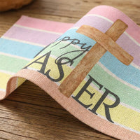 Easter Placemat Festive Bunny Placemat Washable Printed Linen Table Mat for Home Restaurant Holiday Party