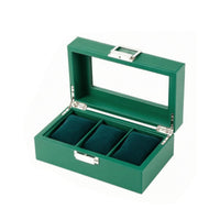 3 Compartments Watch Organizer Box Transparent Window Watch Storage Box Velvet-Lined Metal Clasp