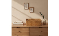 Braided Container Basket with Handles Open-Top Rectangular Organizer Basket for Closet