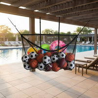 Sturdy Polyester Pool Storage Net Easy to Hang Swimming Pool Mesh Organizer Adjustable Straps for Outdoor