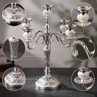 5-Arm Candelabra Ornate 5 Arm Candelabra Weighted Candle Holder Centerpiece for Event Planners, Brides, Wedding, Dining Table, Mantel