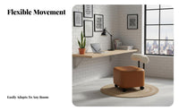 Minimalist Design Rolling Pouf with Backrest 360° Swivel Low-Silhouette Padded Chair with Casters Easy to Clean Household Furniture Lockable Wheels for Office Workers, Estheticians, Living Room, Bedroom, Entryway, Playroom