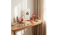 Tabletop Christmas Dollhouse Decorations Kit Tiny Christmas Dollhouse Kit Detailed Elf Door Set with Wreath Lightweight for Hobbyists
