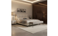 Modern Leather Bed Frame Light Luxury Minimalist Double Bed Sturdy Slat Support for Couples, Small Apartment, Guest Room