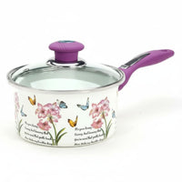 Thickened 18 Cm Enamel Pot Induction Compatible Single Handle Saucepan Sturdy Enameled Milk Pot Even Heating for Gas Cooker, Stovetop