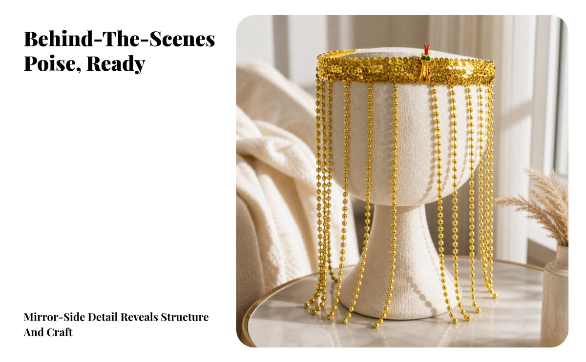 Lustrous Pharaonic Headdress | Gold-Tone Decorative Finish, Pharaonic Headpiece, for Halloween