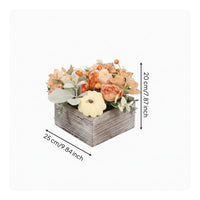 Flower Arrangement with Wooden Pot Rustic Flower Arrangement with Wooden Vase No Watering Artificial Floral Centerpiece for Thanksgiving