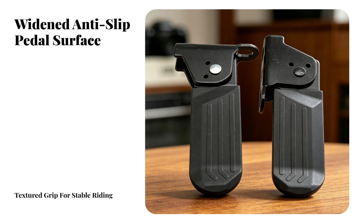 2 Pieces E-Cycle Folding Pedals Non-Slip Foldable Foot Pegs Universal Bike Foot Rests Wide Pedal Vehicle Accessory