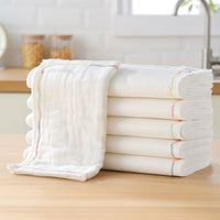 8-Layer Wood Fiber Dishcloths and Dish Cloths, 4 Pack Reusable Lint Cloth for Dishwashing, Oil-Resistant Weave Kitchen Cleaning Rag
