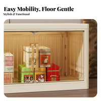 Large Capacity Foldable Multi-Tier Cabinet Quick Installation foldable Wheeled Cabinet sturdy Construction Household Storage With casters for Homeowners, Families, Bedroom, Kids' Room, Closet, Kitchen