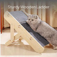 Foldable Wooden Pet Ramp, Adjustable Cat Scratching Board