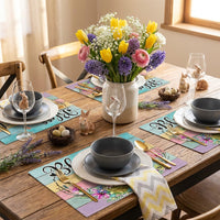 Easter Placemat Heat Insulating Easter Bunny Placemat Wear-Resistant Bunny Table Mat for Parents, Family Gatherings, Kitchen, Restaurants