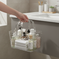Portable Clear Shower Caddy Basket with Handle for Bathroom Dormitory Toiletries Storage