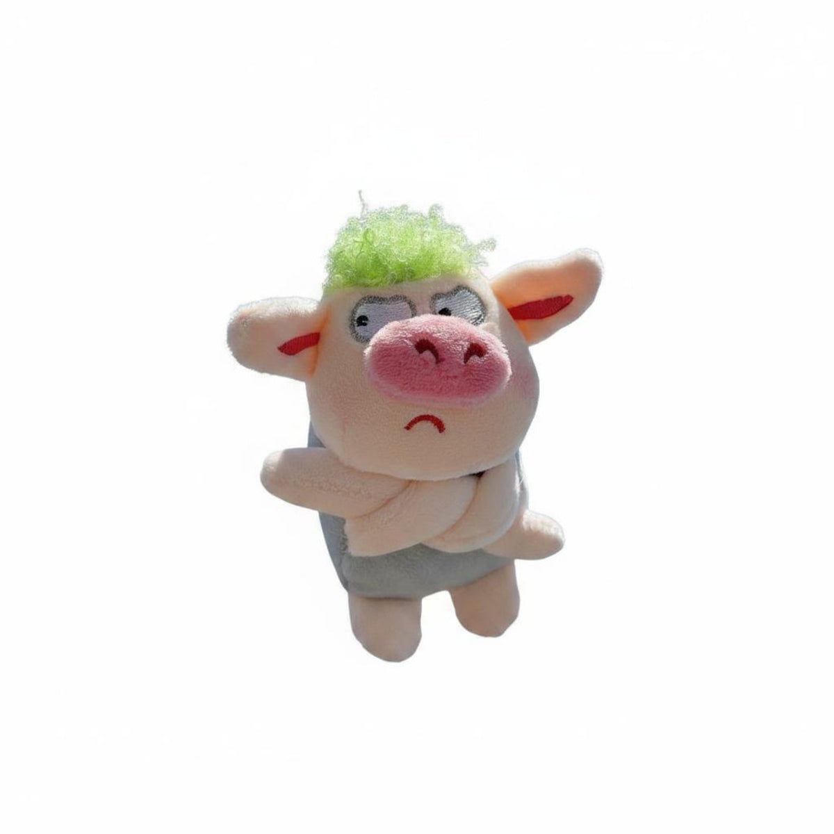 Quick Clip Angry Pig Plush Keychain Trendy Gift Green Hair Pig Bag Charm Cute Pet Design Personal Accessory Soft Feeling for Students, Teens