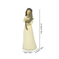 Artisanal Girl Figurine Carved Resin Figurine Delicate Sculpture with Dress Exquisite for Collectors, Animal Lovers