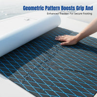 Non-Slip Foam Deck Mat, Geometric Teak Pattern, Boat Flooring, Custom Cut, Kayak Accessory, Protective Pad