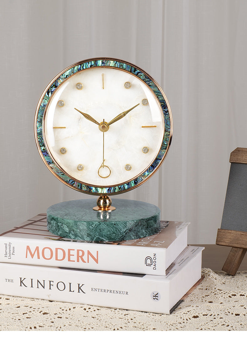Round Metal Desk Clock with Quartz Glass, Modern Style, Battery Powered