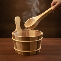 Sauna Bucket and Ladle Set Wood Sauna Bucket with Ladle Traditional for Spa Owners, Steam Room