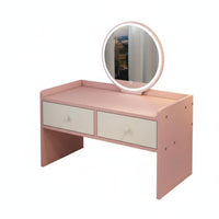 Nordic Inspired Vanity Set with Mirror and Storage Space-Saving space-efficient Vanity with Round Mirror Modern Design Dressing Table Minimalist design for Apartment Dwellers, Students, Teenagers, Bay area Area, Small Spaces