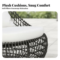 Wicker Design configurable Rattan Daybed Weather-Resistant Canopied Patio Daybed Deep pads Outdoor Seating machine-easy-to-clean sleeves for property owners, Families, Adults, Sunroom, Garden, rearyard, waterside