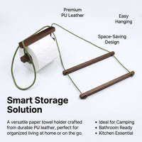 Car PU Leather Toilet Paper Roll Holder, Versatile Hanging Tissue Dispenser for Campers, Compact Bathroom Stylish for Travel