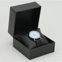 Imitation Leather Hinged-Top Watch Box Embossed Watch Box Hinged Lid Storage Woven Texture