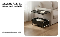 Space Saving Movable Sofa Side Table Multi-Purpose Mobile Bedside Table 360° Rotating Casters 2-Tier Utility Cart Modern Design for Apartment Dwellers, Homeowners, Students, Small Areas, Living Room, Bedroom, Away Ice