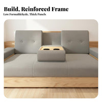 Japanese aesthetic Wooden Frame Storage Futon Foldable Design transformable Futon Bed Space-Saving Sleeper Sofa two-in-oneUse for Small Apartment Dwellers, Overnight Guests, Homeowners, Living Room, Home Office