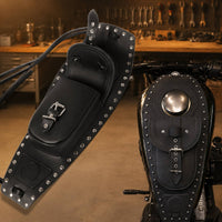Streamlined Motorcycle Fuel Tank Bag Studded Fuel Tank Bag with Buckle Strap-on Quick-Access for Cruiser Riders