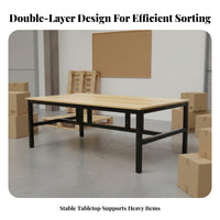 Heavy Duty Packing Table Thickened Steel Frame Double Layer Work Stable Surface and Sturdy Heavy Duty Work Bench for Mechanics, Garage, Basement