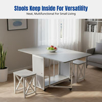 Foldable Dining Table, Modern Minimalist, Space-Saving, Movable, Small Apartment Table & Stool