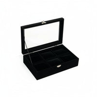 Watch Storage Box with Clear Lid Compact 6-Slot Watch Organizer Shielded for Men, Dresser, Nightstand, Closet