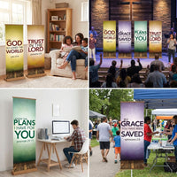 4 Pcs Easter Couplets Biblical Themes 'He Is Risen' Banner Easy to Install Easter Banner for Christians, Pastors, Prayer Room, Home