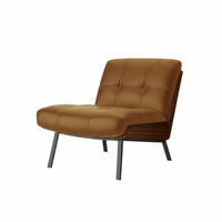 Genuine Leather Curved Shell Accent Chair Nordic Design Single Sofa Italian Inspired Armchair artisanal aesthetic for Interior Designers, Homeowners, Adults, Living Room, Bedroom, Lounge Area, studying corner