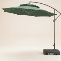 Offset Umbrella with Base Double-Top Cantilever Umbrella Resistant for Homeowners, Business Owners, Backyard, Commercial Seating