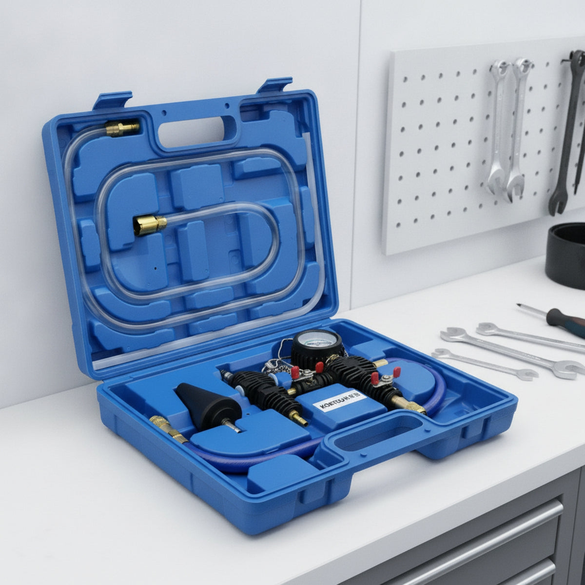 Airtight Coolant Vacuum Refill Kit Leak-Proof Coolant Refilling Tool Universal Refill Kit with Toolbox Portable for Mechanics, DIYers, Car Maintenance, Garage, Workshop