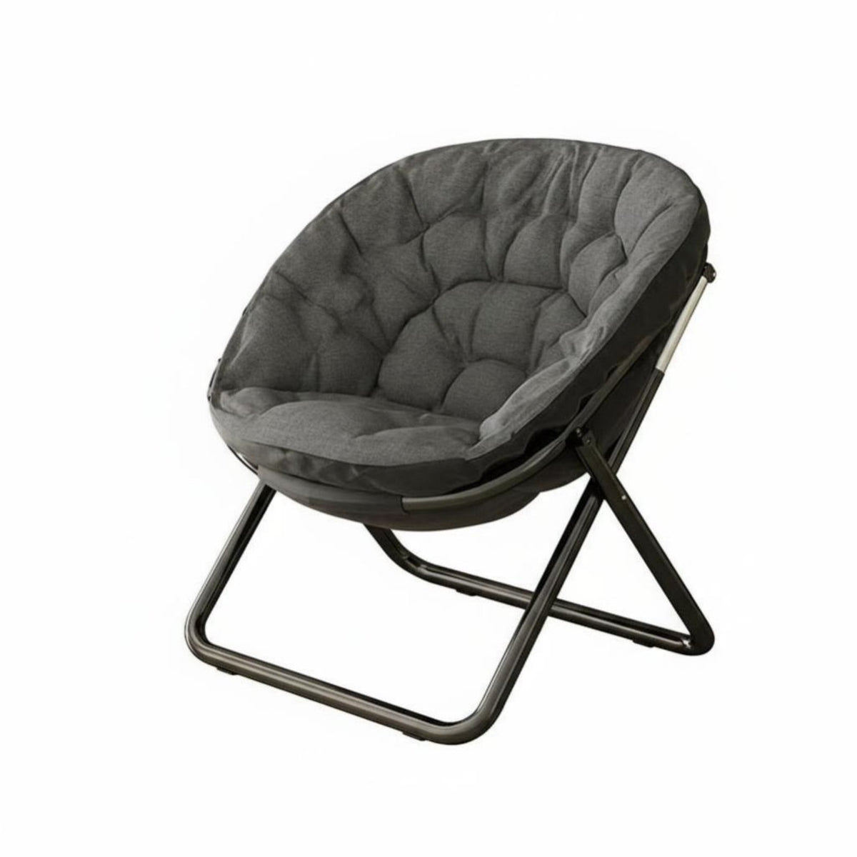 Foldable Design Tufted Moon Chair Space-Saving Folding Padded Chair Comfortable Padding Portable Seating Oversized Comfort for Students, Young Adults, Gamers, Dorm Room, Balcony, Reading Nook, Small Areas