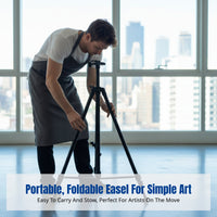 Alloy Art Easel, Foldable Adjustable Stand with Double-Sided Board, Metal Tray, Art Bag, Fasteners, for Outdoor Painting