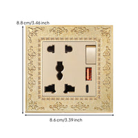 Antique Gold Decorative Outlet Panel Ornate Retro Socket Plate Vintage Embossed Wall Plate Metal for Interior Designers, Homeowners, Living Room, Bedroom, Hotel