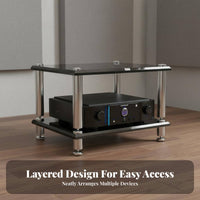 Shock Absorbing Audio Equipment Rack Stable Steel Frame Multi-Tier Amplifier Stand Heavy Duty Audio Cabinet Rack Easy Assembly for Audiophiles, Home Theater, Office