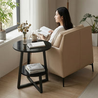 Round Side Table Contemporary Circular End Table Compact for Living Room, Reading Corner, Apartments