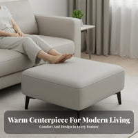 Modern Minimalist Design Padded Footstool Scratch-Resistant Square Padded Footrest Multifunctional Ottoman Solid Wood Legs for Homeowners, Pale Ice Workers, Pet Owners, Living Room, Entryway, Bedroom, Under Desk