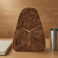 Rounded Irregular Wood Clock Easy to Read Wooden Desk Clock for Tabletop